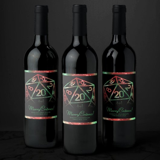 RPG Dice | XMAS Fantasy Tabletop Gamer Custom Weinetikett