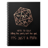 RPG-DM-Spaß | Gamer Killing the Party ist ein Perk Notizblock (Vorderseite)