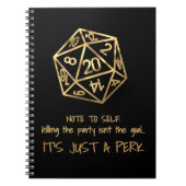 RPG-DM-Spaß | Gold Tötet das Party ist ein Perk Notizblock (Vorderseite)