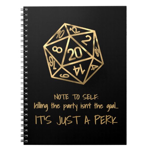 RPG-DM-Spaß | Gold Tötet das Party ist ein Perk Notizblock (Vorderseite)