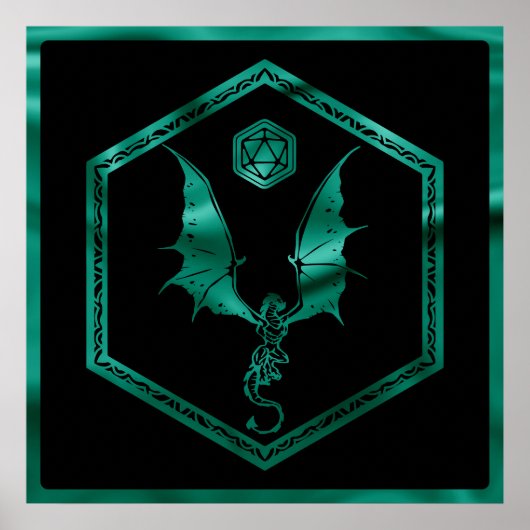 RPG Dragon | Emerald Fantasy Tabletop Gamer Dice Poster (Vorne)