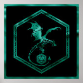 RPG Dragon | Emerald Fantasy Tabletop Gamer Dice Poster (Vorne)