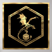 RPG Dragon | Gold Fantasy Tabletop PnP Gamer Dice Poster (Vorne)