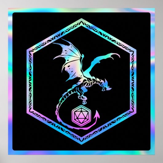RPG Dragon | Holo Fantasy Tabletop PnP Gamer Dice Poster (Vorne)