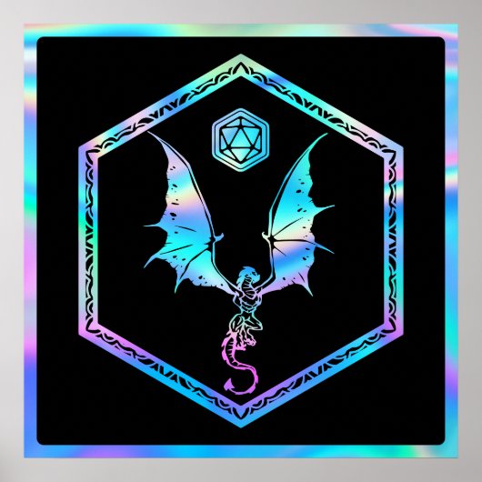 RPG Dragon | Holo Fantasy Tabletop PnP Gamer Dice Poster (Vorne)