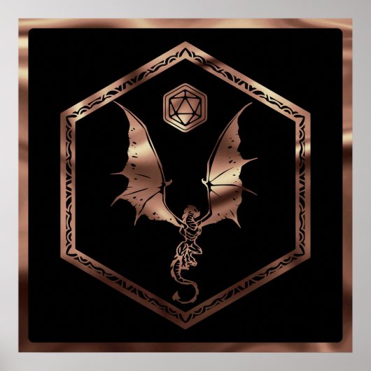 RPG Dragon | Kupfer Fantasy Tabletop Gamer Dice Poster (Vorne)