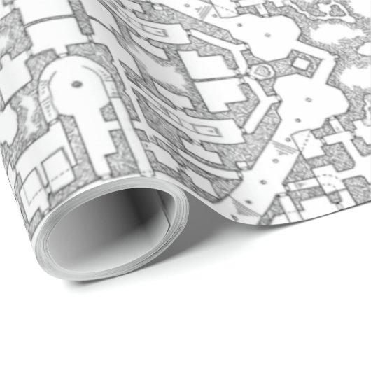 RPG Dungeon Map Wrapping Paper Geschenkpapier (Rolleneckpunkt)