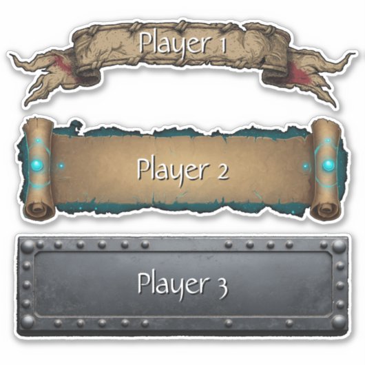 RPG Fantasy-Namensschild-Aufkleber-Set Aufkleber (Vorderseite)