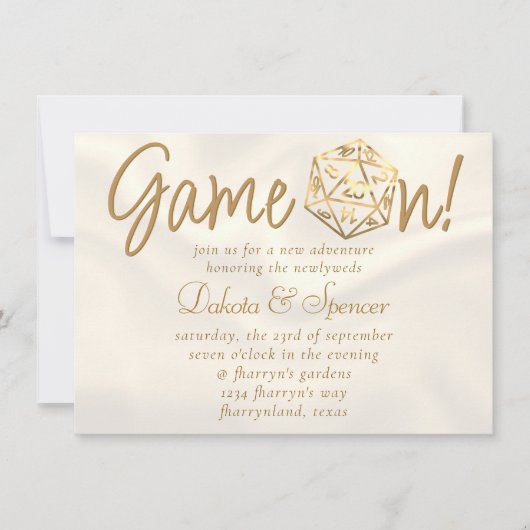 RPG-Game | Gold Tabletop PnP Role Player Dice Einladung (Vorderseite)