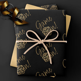 RPG-Game | Gold Tabletop PnP Role Player Dice Geschenkpapier Set