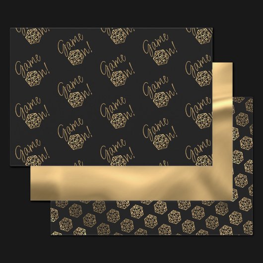 RPG-Game | Gold Tabletop PnP Role Player Dice Geschenkpapier Set