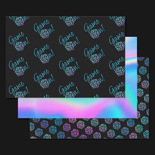 RPG-Game | Holo Retro PnP Tabletop Gamer Dice Geschenkpapier Set