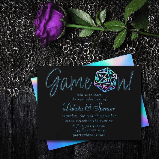 RPG Game On | Holo Retro Tabletop Roleplayer Dice Einladung