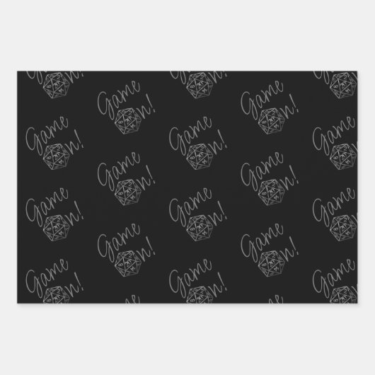 RPG-Game | Silver PnP Tabletop Role Player Dice Geschenkpapier Set (Vorderseite)