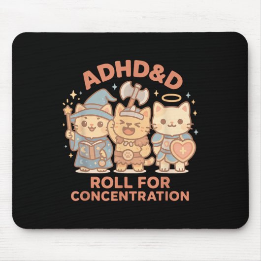 Rpg Gamer Adhd&d Roll for Concentration Geek C Mousepad (Vorne)