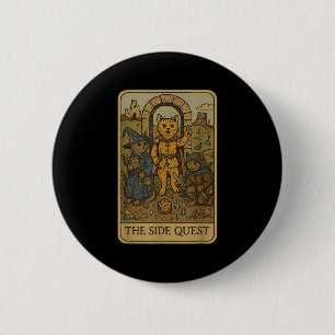 Rpg Gamer Cats Funny Side Quest Tarot Card Nerdy Button