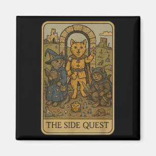 Rpg Gamer Cats Funny Side Quest Tarot Card Nerdy Magnet