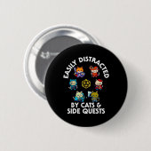 Rpg Gamer Cats Side Quest Funny Nerd Adhd Cat Men  Button (Vorne & Hinten)