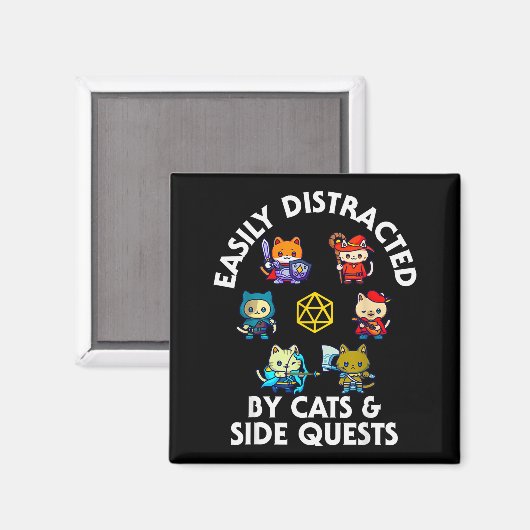 Rpg Gamer Cats Side Quest Funny Nerd Adhd Cat Men Magnet (Vorderseite/Rückseite)