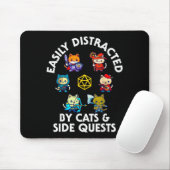 Rpg Gamer Cats Side Quest Funny Nerd Adhd Cat Men  Mousepad (Mit Mouse)