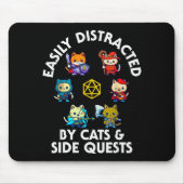 Rpg Gamer Cats Side Quest Funny Nerd Adhd Cat Men  Mousepad (Vorne)