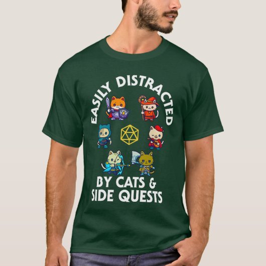 RPG Gamer Cats Side Quest Funny Nerd ADHD Cat Men  T-Shirt (Vorderseite)