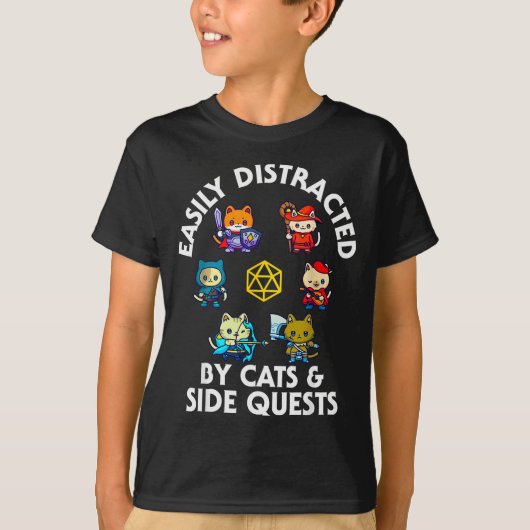 Rpg Gamer Cats Side Quest Funny Nerd Adhd Cat Men  T-Shirt (Vorderseite)