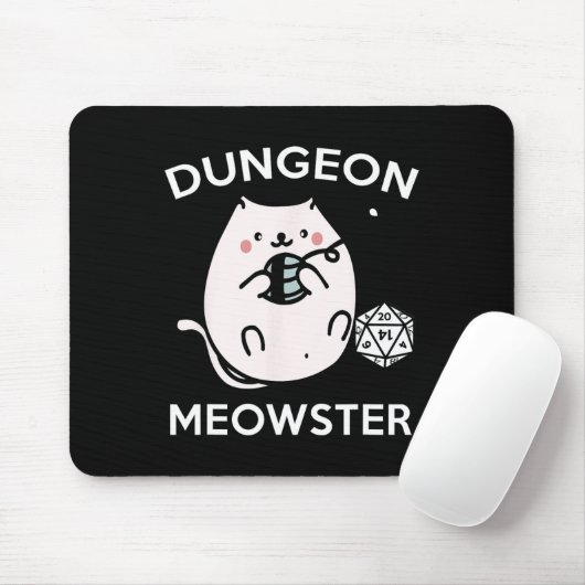 Rpg Gamer Cats Side Quest Funny Nerd D20 Dice Game Mousepad (Mit Mouse)