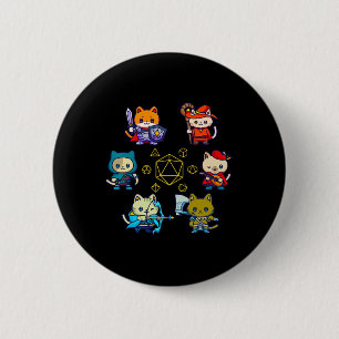 Rpg Gamer Katzen D20 Würfel Nerdy Geek Katze Männe Button