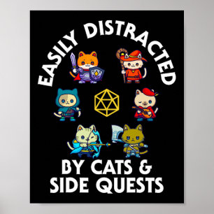 Rpg Gamer Katzen Nebenquestor Lustiger Nerd Adhs K Poster