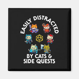 Rpg-Gamer-Katzen-Nebenquestorium-Lustiger-Nerd-Adh Magnet