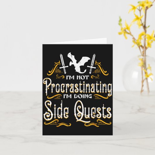 Rpg Gamer Not Procrastinating Side Quest Funny Men Karte (Gelbe Blume)