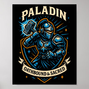 Rpg Gamer Paladin D20 Würfel Nerdy Geek Männer Fra Poster