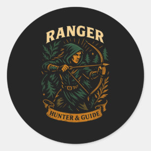 Rpg Gamer Ranger D20 Dice Nerdy Geek Men Women Kin Runder Aufkleber