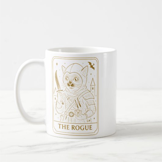 Rpg Gamer Rogue D20 Dice Nerdy Geek Cat Men Women Kaffeetasse (Links)