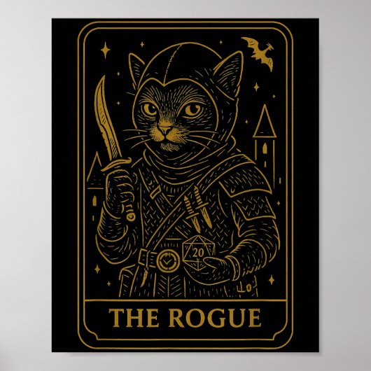 Rpg Gamer Rogue D20 Dice Nerdy Geek Cat Men Women Poster (Vorne)