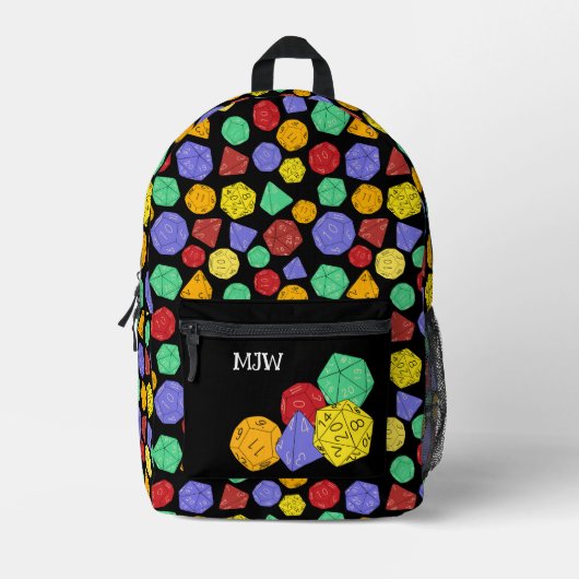 RPG Gaming Dice, Board, Fantasy Games Gemustert Bedruckter Rucksack (Vorderseite)