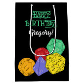 RPG Gaming Dice, Board, Fantasy Games Personalisie Mittlere Geschenktüte (Rückseite)