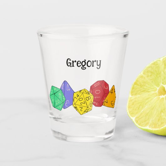 RPG Gaming Dice, Board, Fantasy Games Personalisie Schnapsglas (Vorderseite)