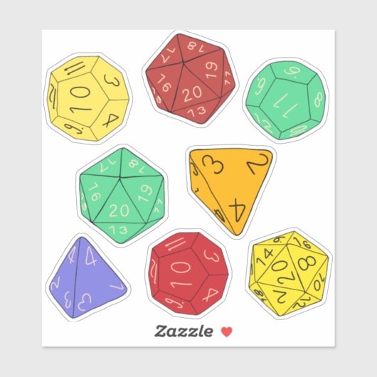RPG Gaming Dice, Board, Fantasy Games Stickers Set Aufkleber (Blatt)