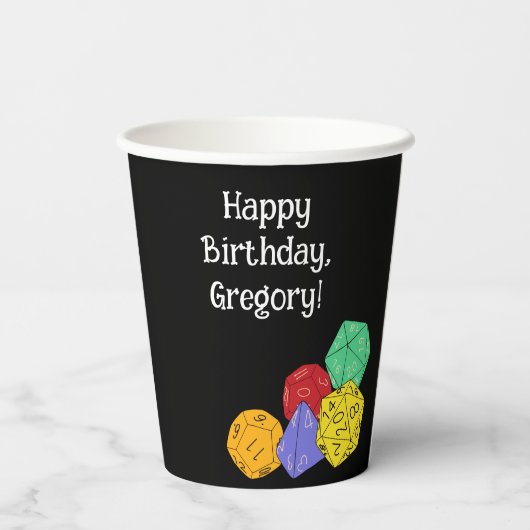 RPG Gaming Dice, Board, Fantasy Games Themed Party Pappbecher (Rückseite)