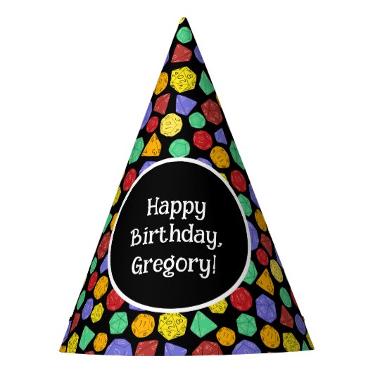 RPG Gaming Dice, Board, Fantasy Games Themed Party Partyhütchen (Vorderseite)