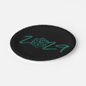 RPG-Jahr | Emerald Fantasy Tabletop Gamer Dice Pappteller (Schrägansicht)