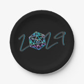 RPG-Jahr | Holo Fantasy Tabletop Retro Gamer Dice Pappteller (Vorderseite)