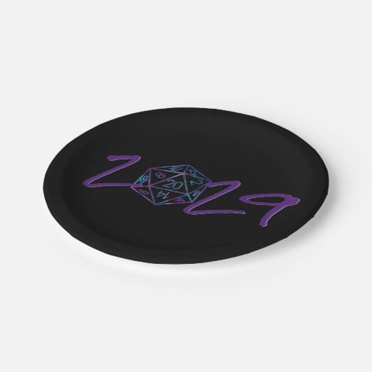 RPG-Jahr | Nebula Fantasy Tabletop PnP Gamer Dice Pappteller (Schrägansicht)