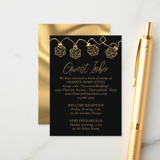 RPG-Leuchten | Details zu Gold Fantasy Tabletop Ga Begleitkarte (Vorderseite/Rückseite Beispiel)