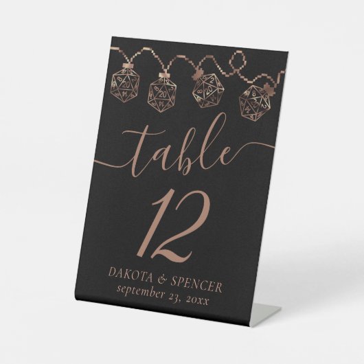 RPG-Leuchten | Kupfer Fantasy Tabletop Gamer Dice Sockelschild (Vorderseite)