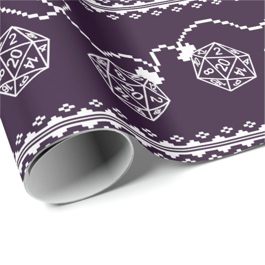 RPG-Leuchten Lila | Fantasy Tabletop Gamer Dice Geschenkpapier (Rolleneckpunkt)