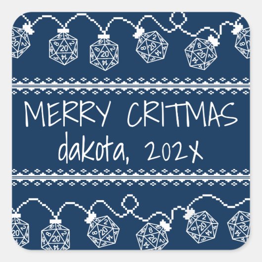 RPG Lights Blau | Fantasy Tabletop Gamer Dice Quadratischer Aufkleber (Vorderseite)