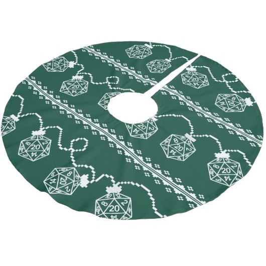 RPG Lights Grün | Fantasy Tabletop Gamer Dice Polyester Weihnachtsbaumdecke (Schrägansicht)